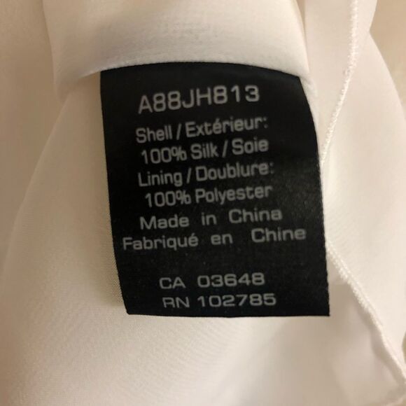 Sandra Angelozzi 100% Silk Cream Textural Floral Lined 3/4 Sleeve Blouse Sz XS - Picture 5 of 6